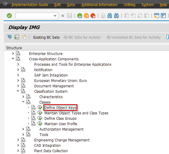 SPRO - Define Object Keys
