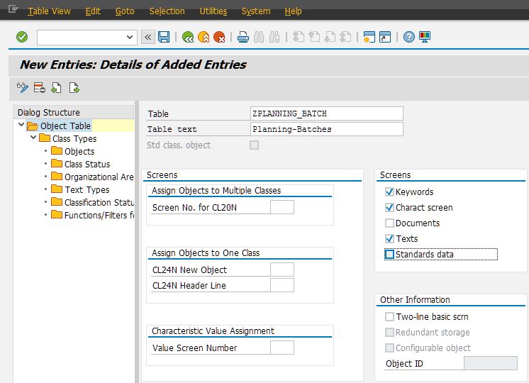 SPRO - Create an Object Table