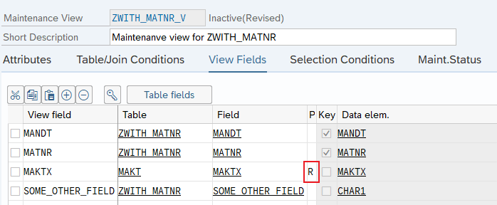 Maintenance view - read-only field